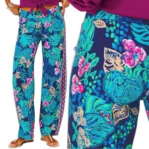 Lilly Pulitzer NWT BAL HARBOUR PALAZZO,  LOW TIDE NAVY LIFE OF THE PARTY PANT S